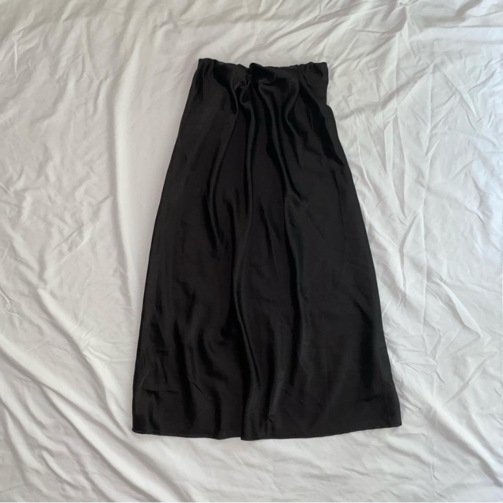 Satin Black Midi Skirt